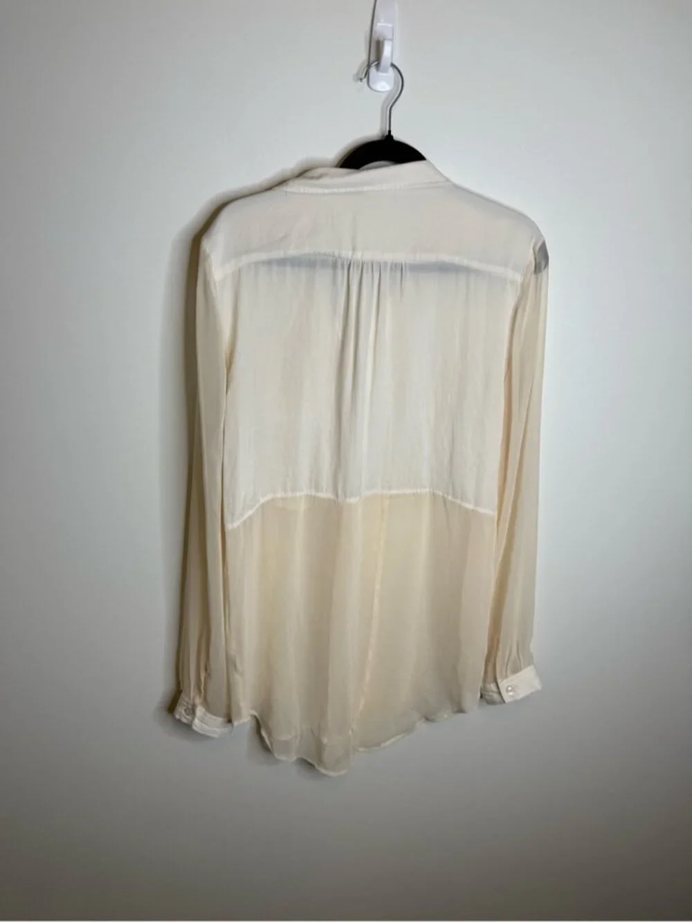 Free People Sheer Ivory Button-Down Blouse